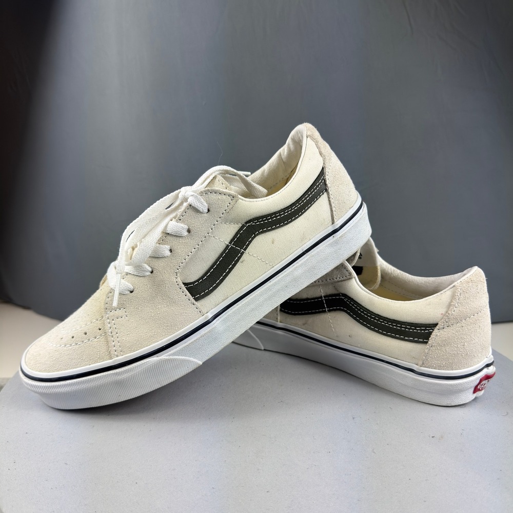 Vans Sk8-Low Unisex Mens 7.5 Womens 9 Skate Shoes Cream Olive Green Casual